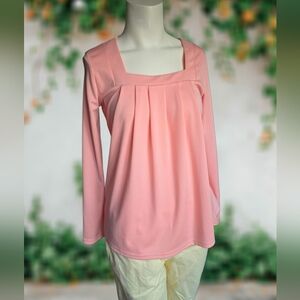 Peach Square Neck Blouse Long Sleeve Soft Girl Coquette Top